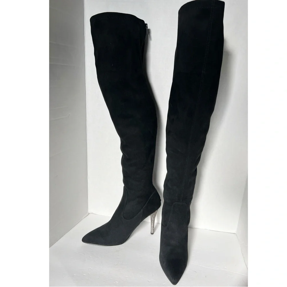 NINA WOMEN'S DECORATED SYNTHETIC SUEDE ROCKLIN OVER THE KNEE BOOTS